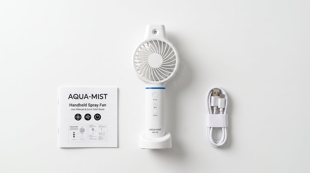 Portable Handheld Spray Fan – USB Rechargeable Mini Cooling Fan
